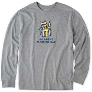 Life is Good Shirt Men's Go Ahead Make My Day Long Sleeve Crusher Tee Size XL